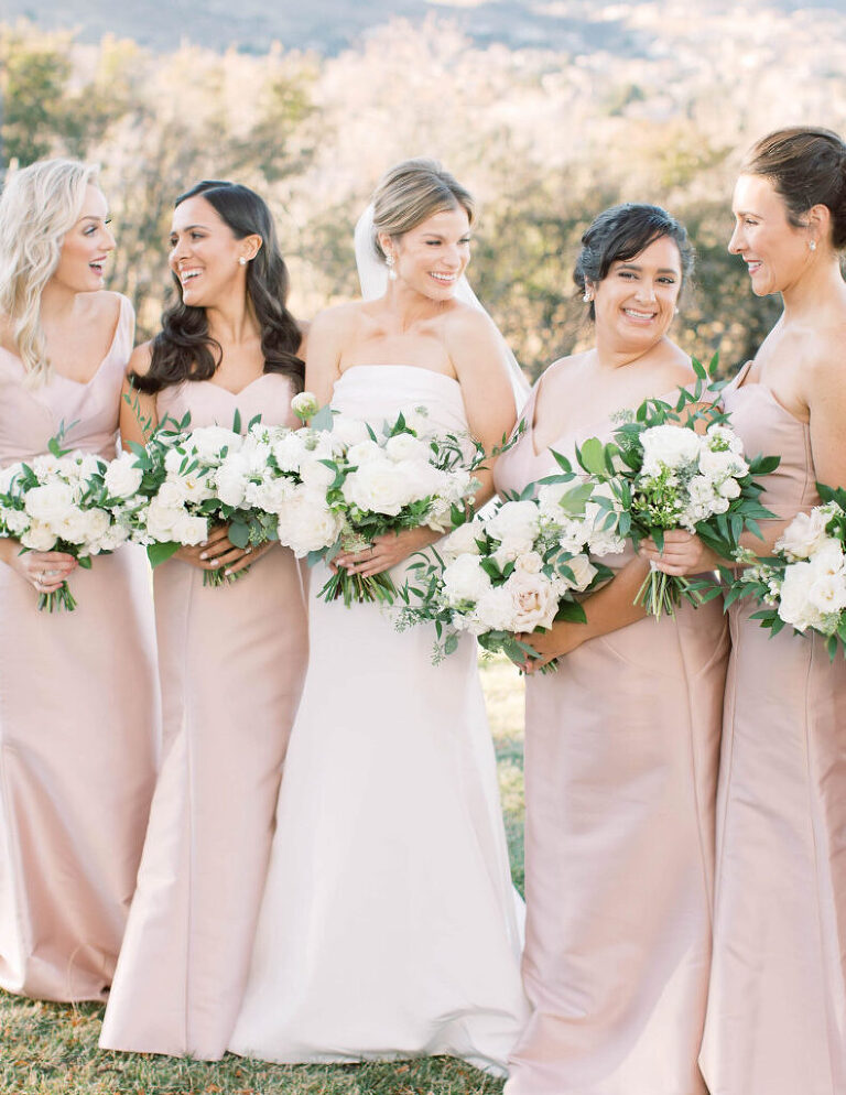 Pink, cream and white wedding party wedding photos from The Manor House by Amanda Berube Photography in Littleton, Co
