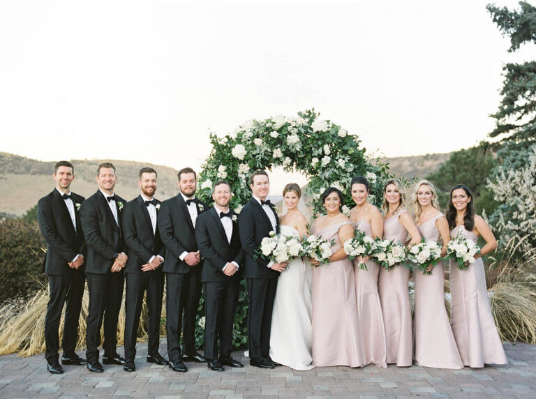 Wedding party, Colorado mountain wedding ceremony at the Manor House by Amanda Berube, Littleton Colorado